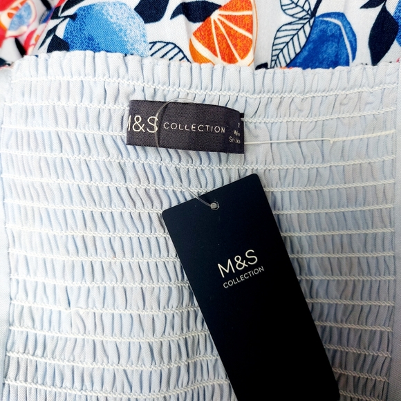 Marks & Spencer Blue Red Fruit Print Strappy Midi Dress BNWT Size 12 - Picture 7 of 9